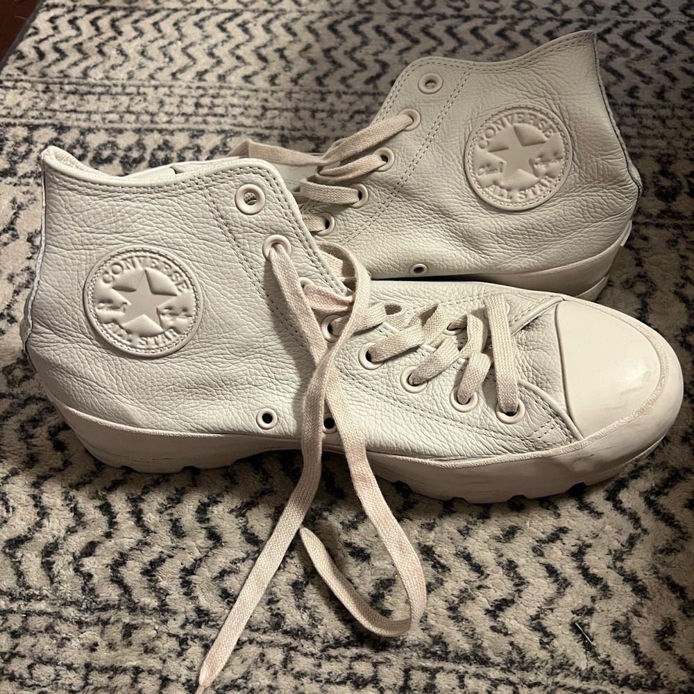 Converse Cream Leather High-Top All Star Sneakers